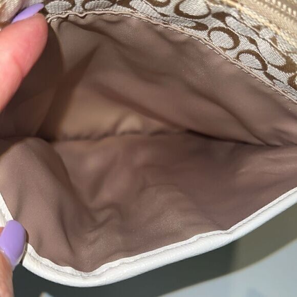 Coach Tan and White Patent Leather C Signature Crossbody Bag - Picture 10 of 16